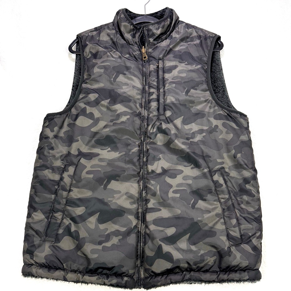 Weatherproof Vintage Vest Jacket Men M Camo Full Zip Tech Pkt Sherpa Lined